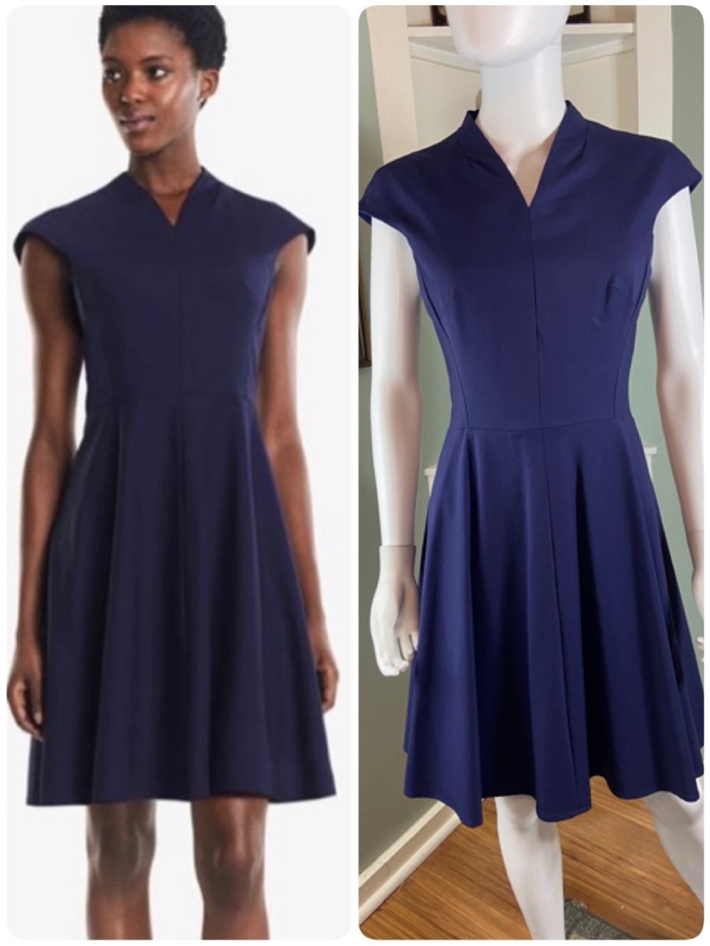 MM Lafleur Ruth Wool Blend Navy Cap-Sleeve Fit & Flare Mini Dress Sz 6